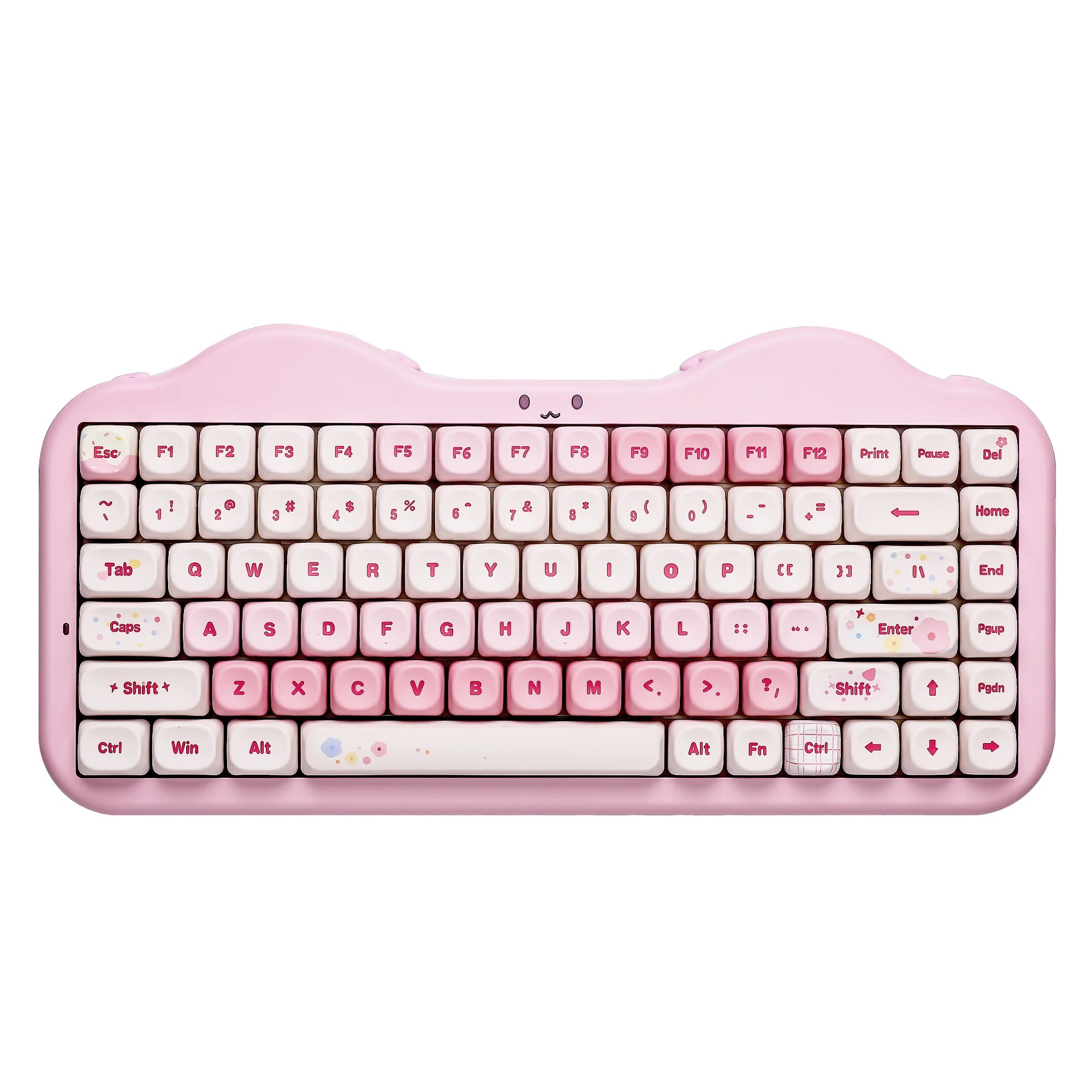 YUNZII C75 Pink Wireless Mechanical Keyboard, 75% Creamy Hot Swap RGB Keyboard, Gasket Mount Cute Cake Design for Win/Mac/Gaming