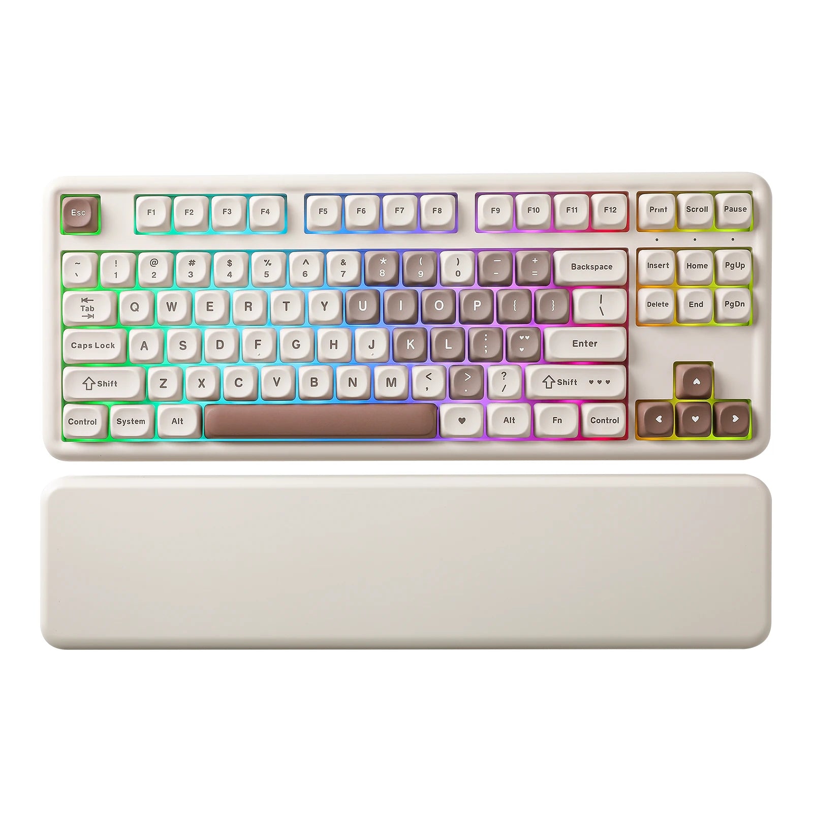 YUNZII B87 Heart Wireless Mechanical Keyboard, QMK/VIA Custom RGB Gaming Keyboard, Beauty Aesthetic Keeb, Wrist Rest for Win/Mac