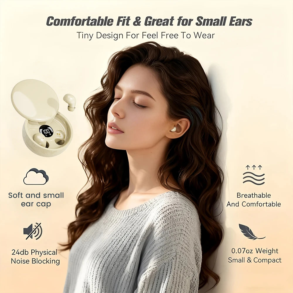 SK Invisible Sleep Wireless Bluetooth Headphones Sport Bluetooth Earphones 4D Bass HD Effect,Low Latency,Noise Reduction Earbuds