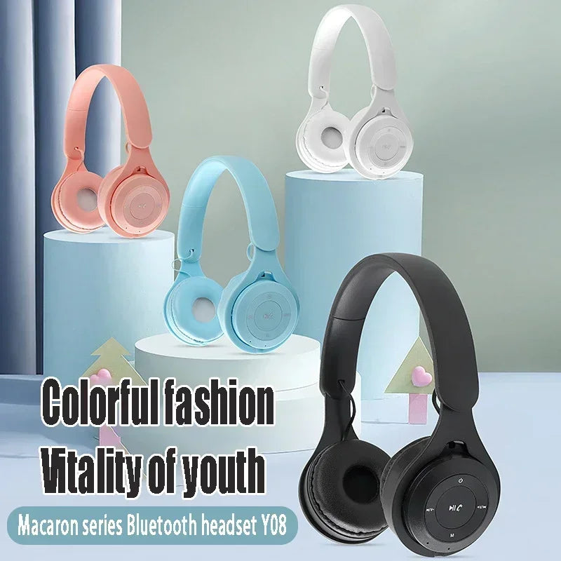 Stereo Y08 Headset Bluetooth Headset Folding Wireless Sports Earphone Gaming Headsets Over-ear Headphones for Android ios